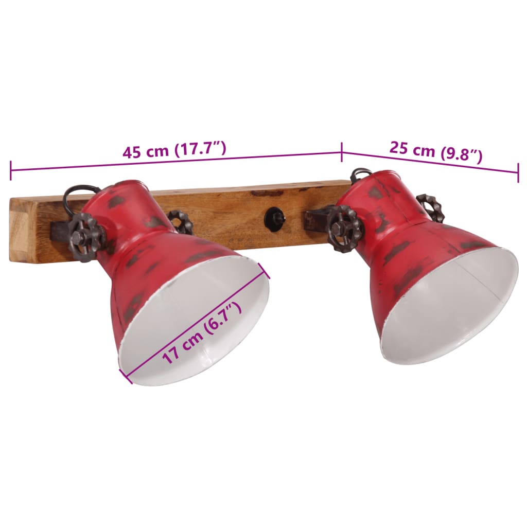Vegglampe 25 W mørkerød 45x25 cm E27