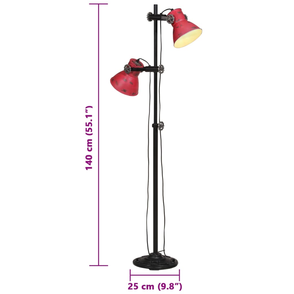 Vegglampe 25 W mørkerød 25x25x90/140 cm E27