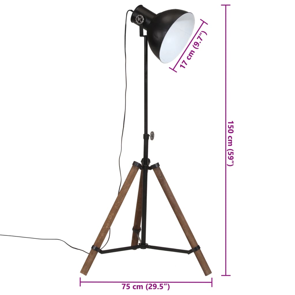 Gulvlampe 25 W svart 75x75x90-150 cm E27 vidaXL