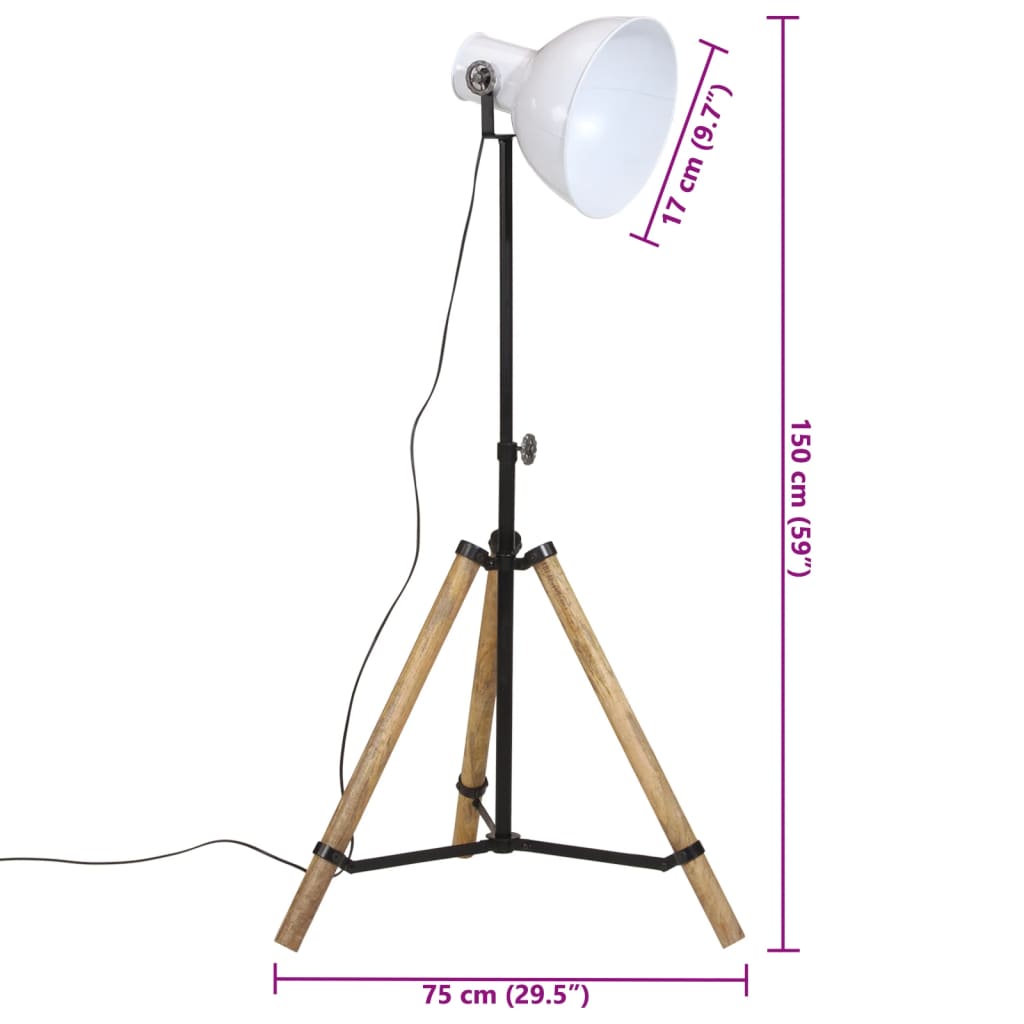 Gulvlampe 25 W hvit 75x75x90-150 cm E27