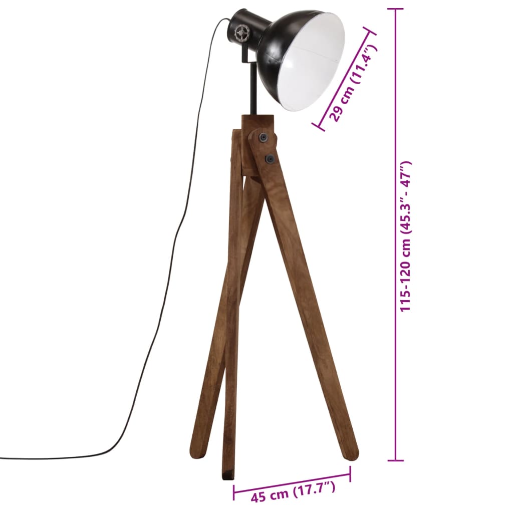 Gulvlampe 25 W svart 45x45x120 cm E27