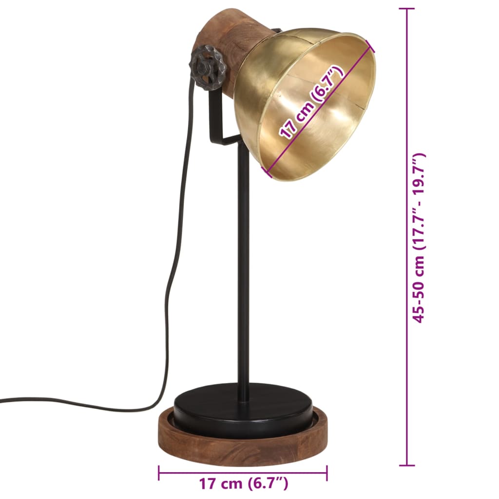 Skrivebordslampe 25 W antikk messing 17x17x50 cm E27