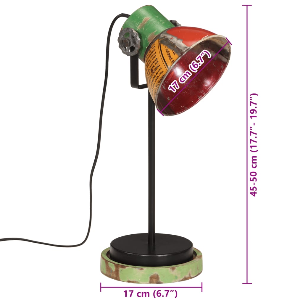 Skrivebordslampe 25 W flerfarget 17x17x50 cm E27