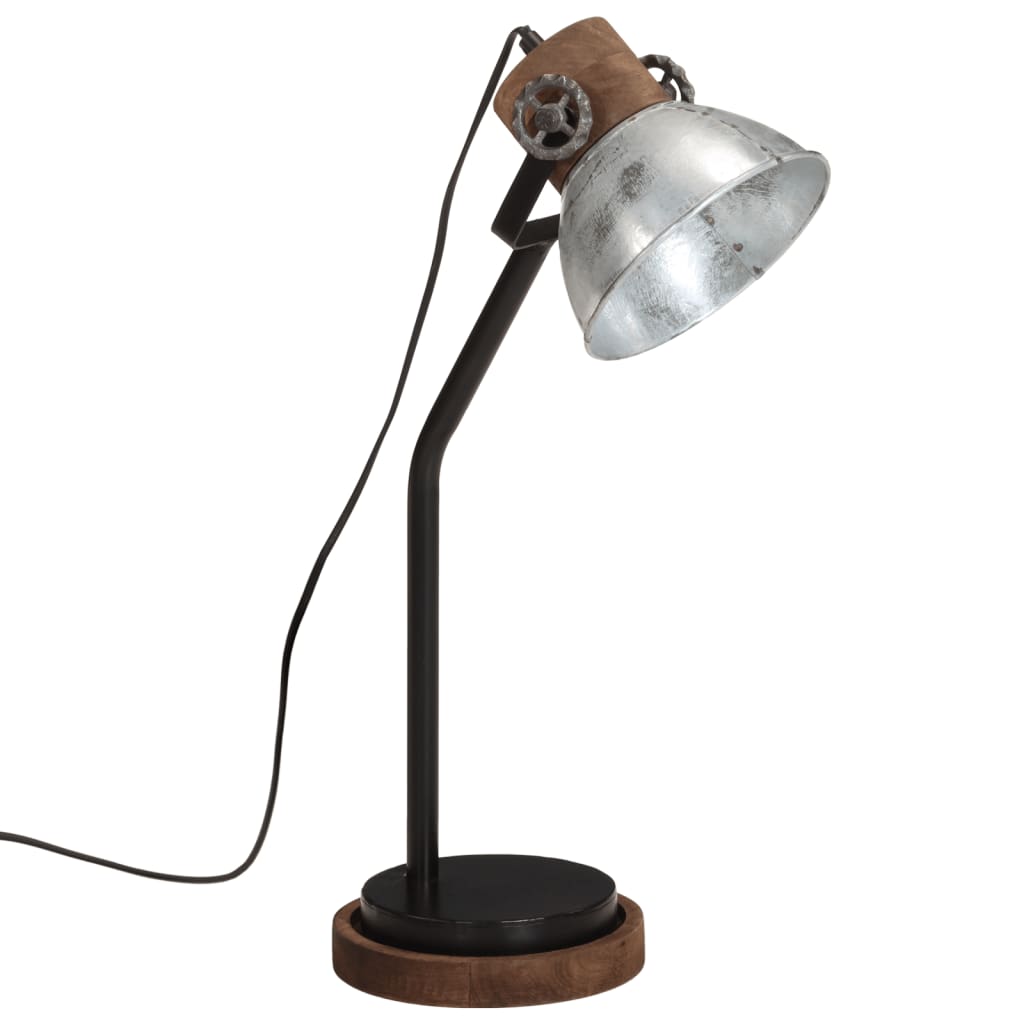 Skrivebordslampe 25 W vintage sølv 18x18x60 cm E27