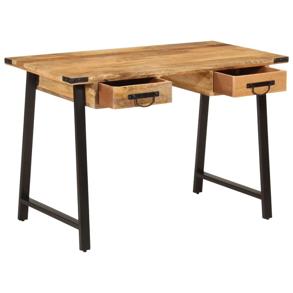 Skrivebord med skuffer 105x55x70 cm heltre mango og jern