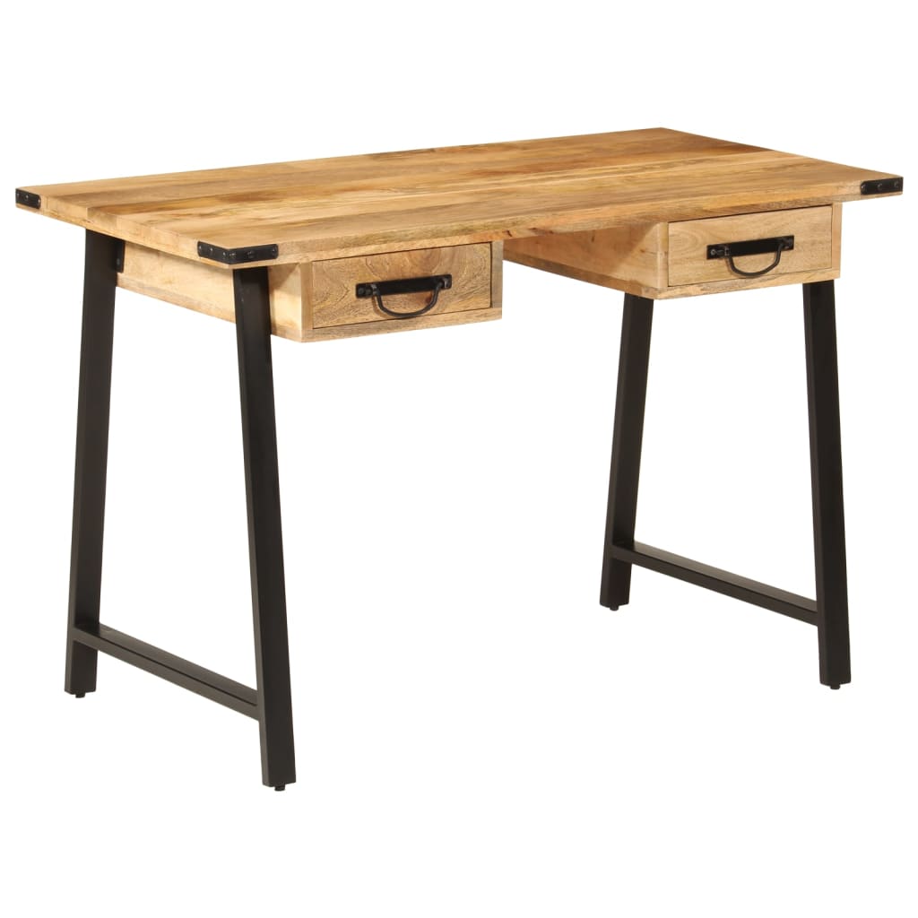Skrivebord med skuffer 105x55x70 cm heltre mango og jern