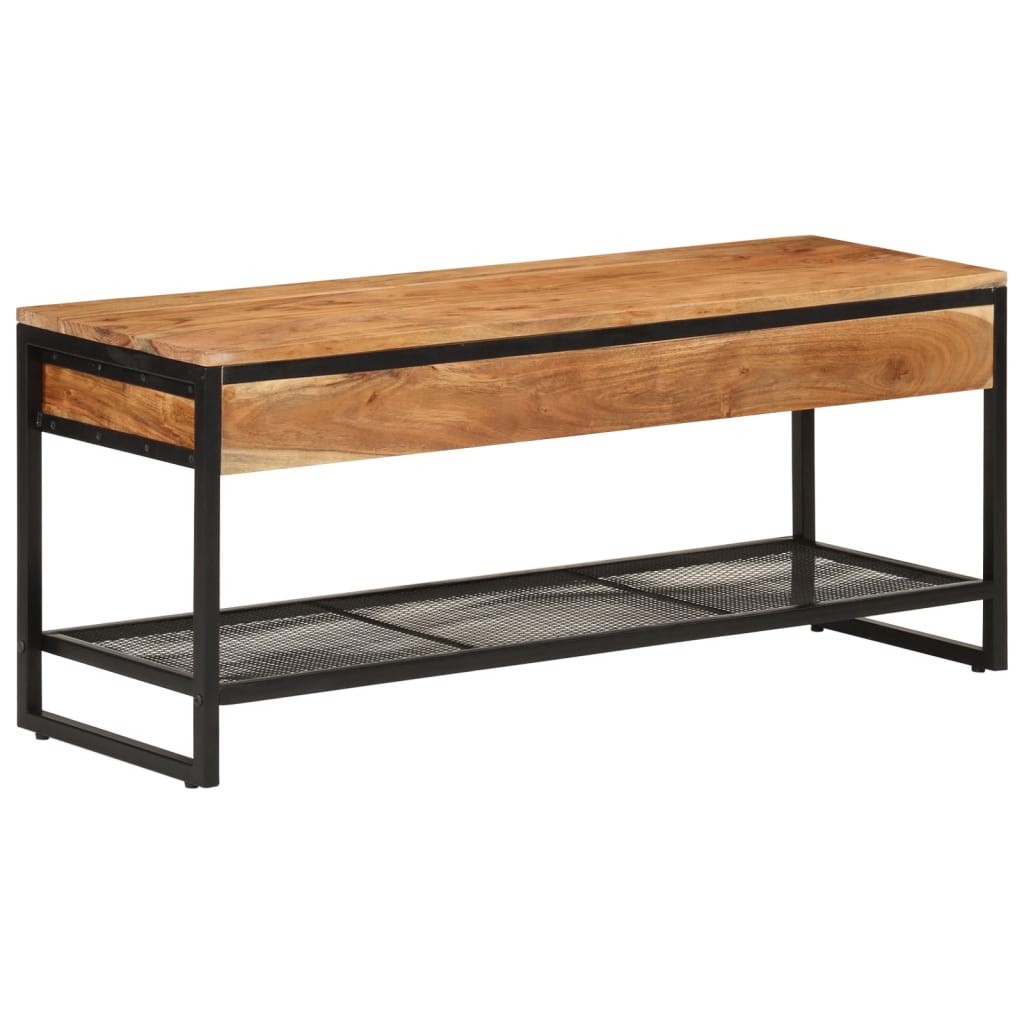 Skobenk 110x35x45 cm heltre akasie og jern