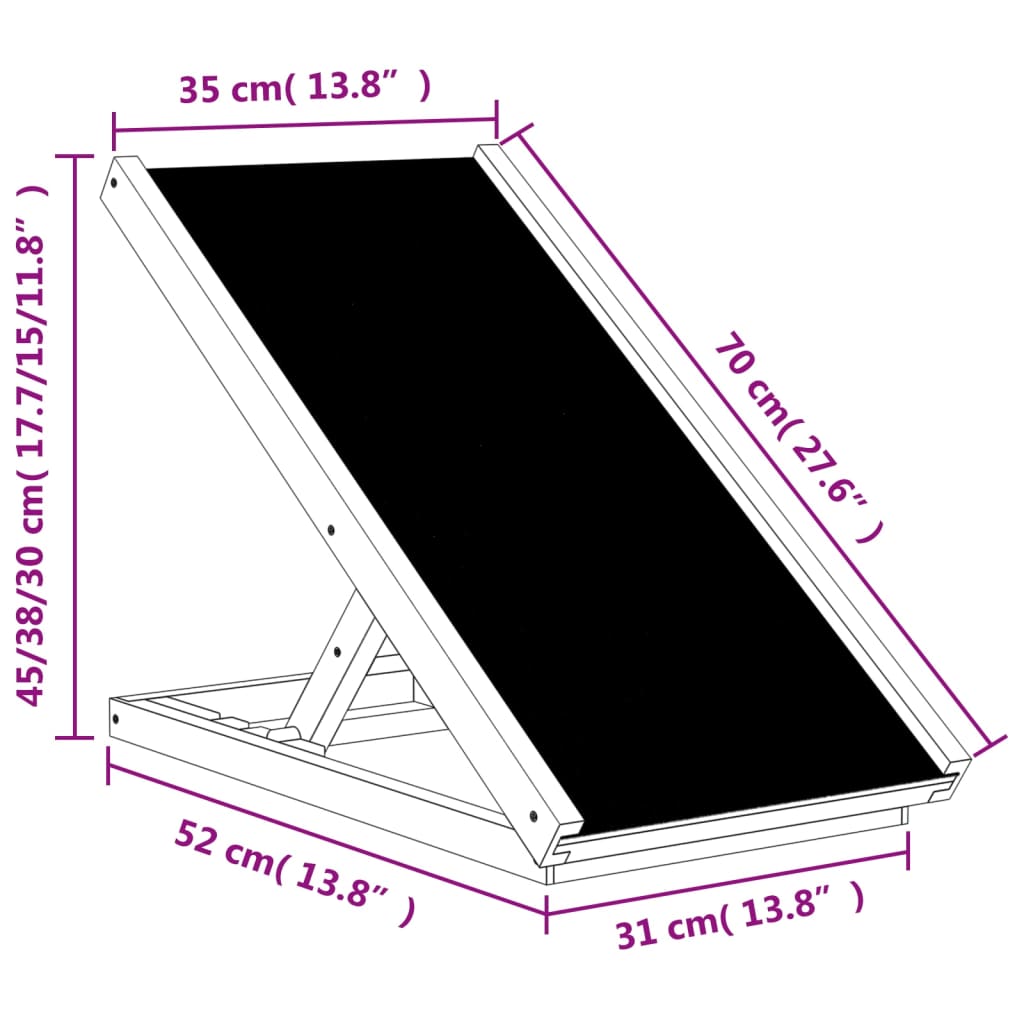 Hunderampe grå 70x35 cm heltre gran