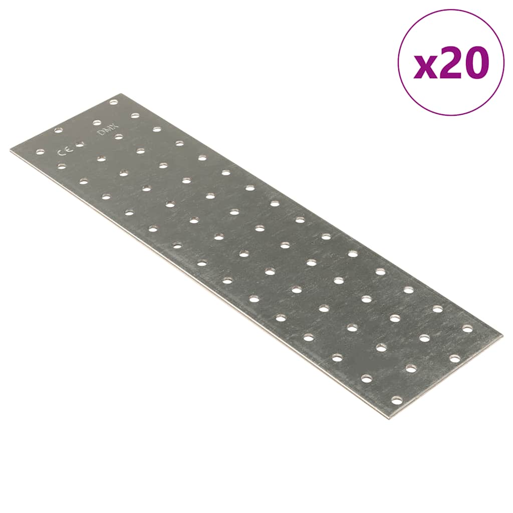 Perforerte plater 20 stk 2 mm 300x80 mm Galvanisert stål