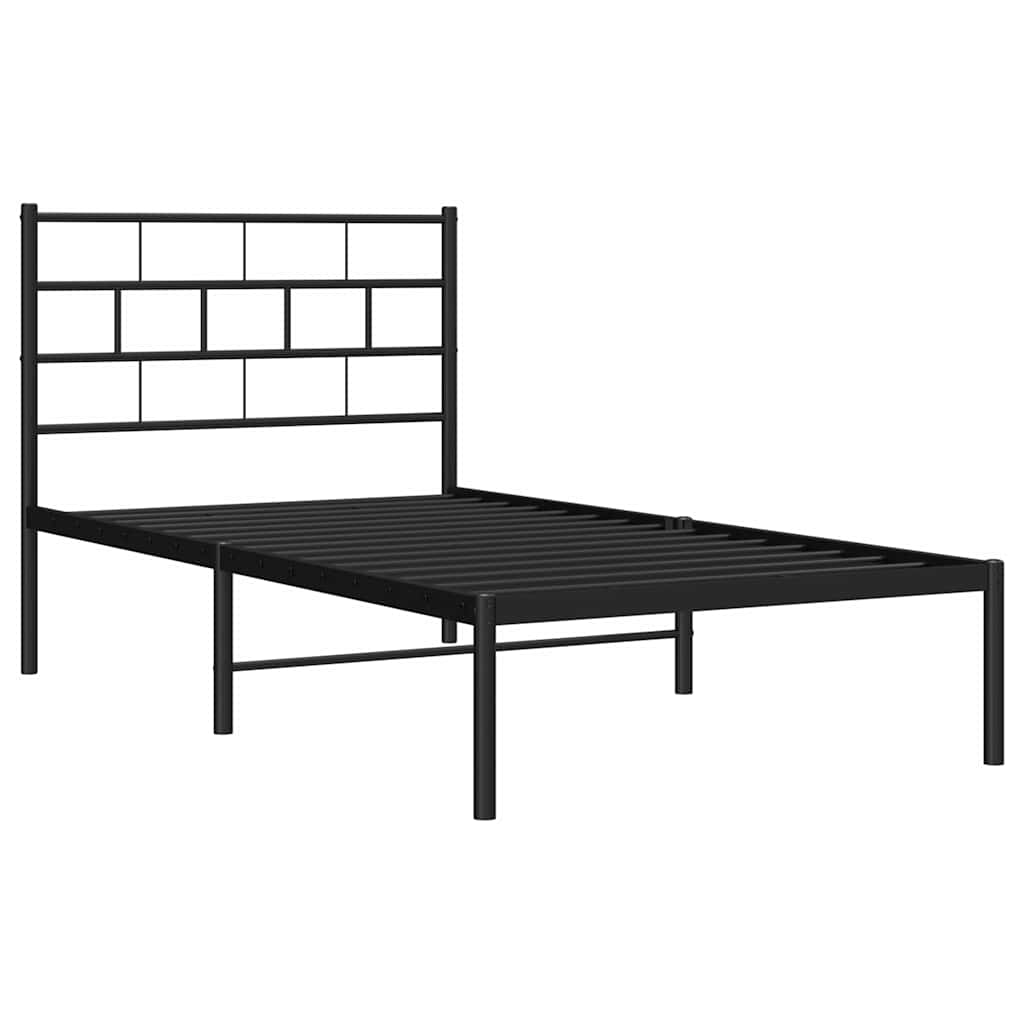 Sengeramme i metall med hodegavl svart 100x190 cm