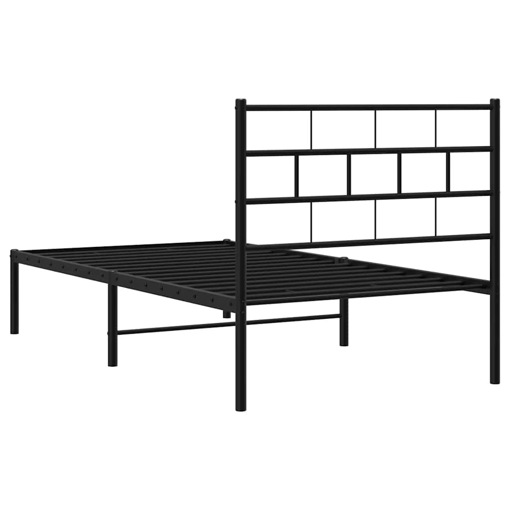 Sengeramme i metall med hodegavl svart 100x190 cm