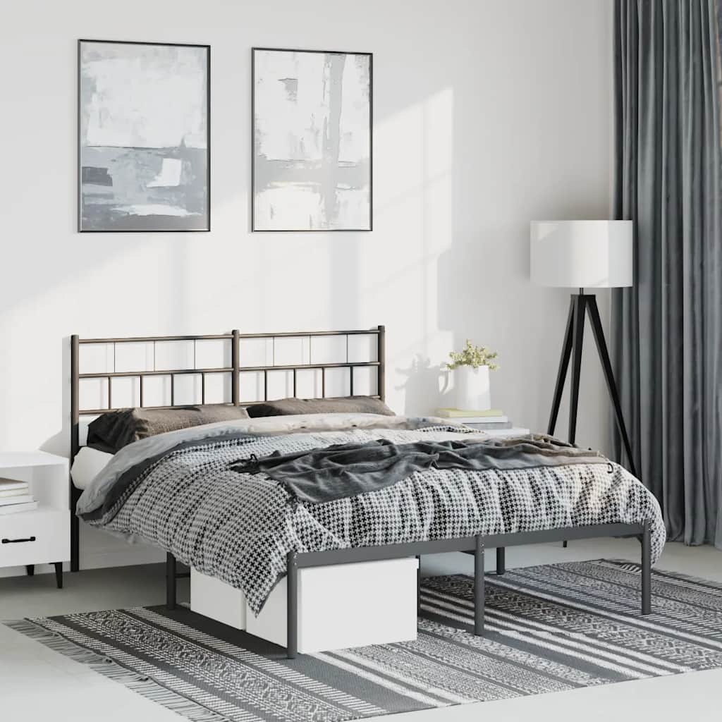 Sengeramme i metall med hodegavl svart 135x190 cm