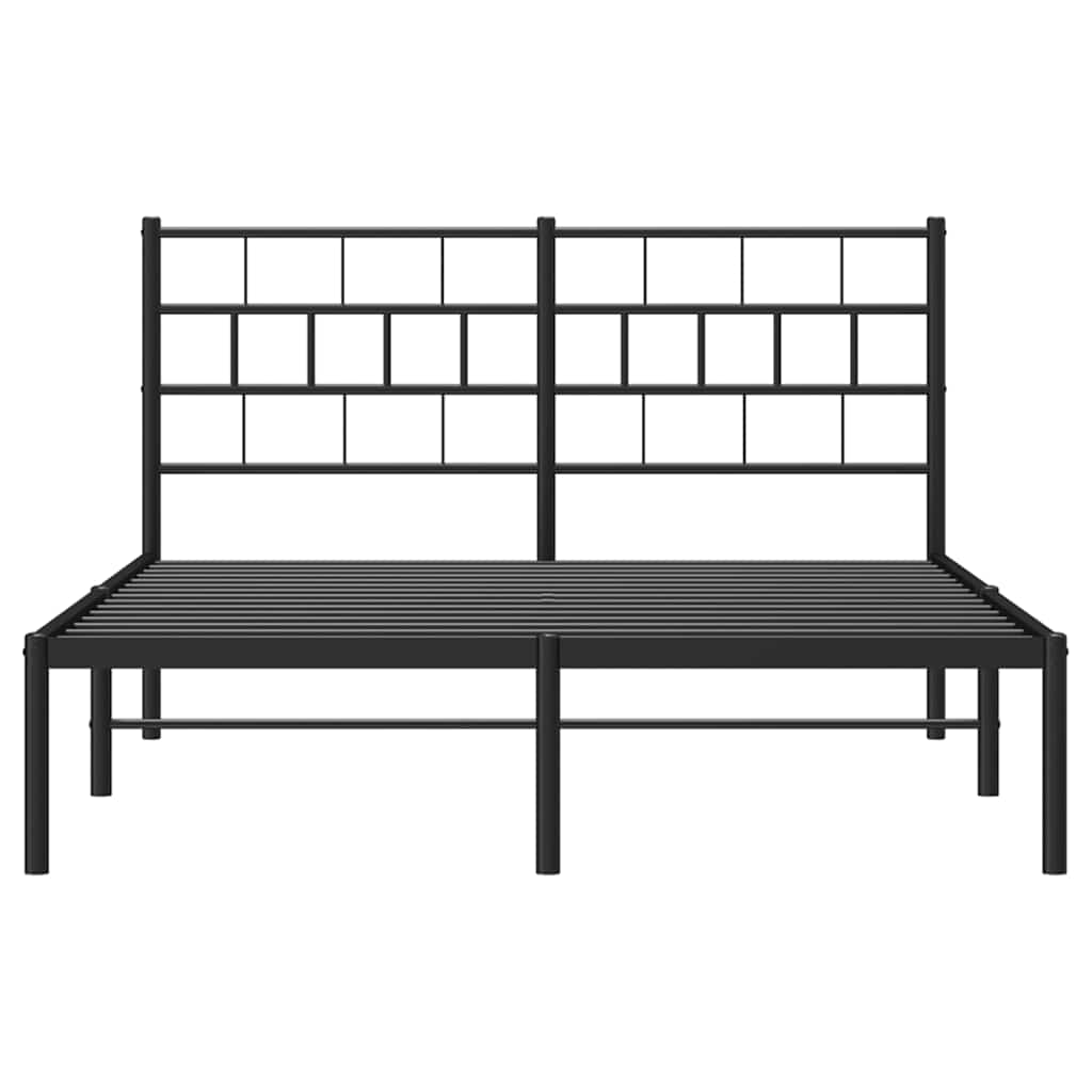 Sengeramme i metall med sengegavl svart 150x200 cm