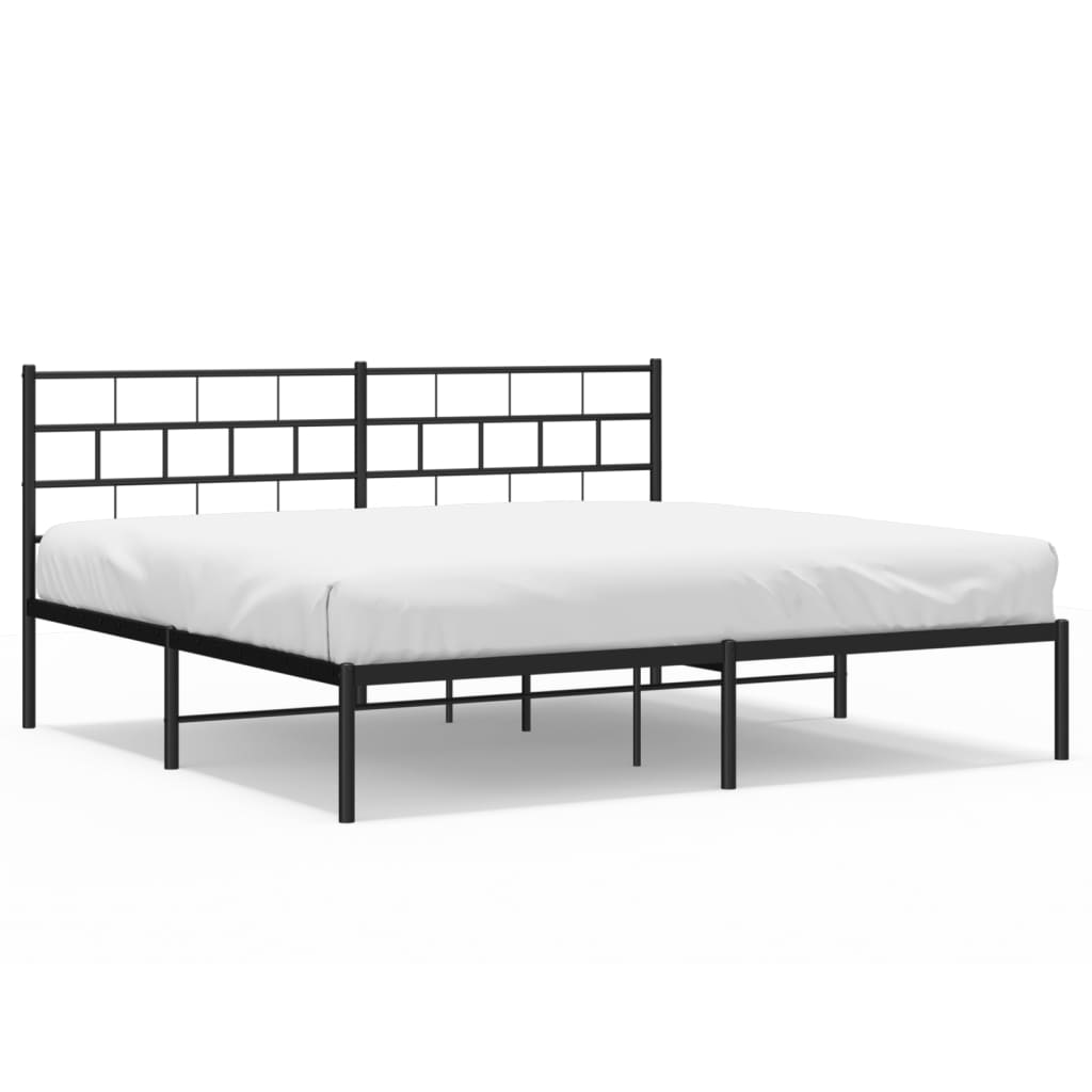 Sengeramme i metall med sengegavl svart 180x200 cm