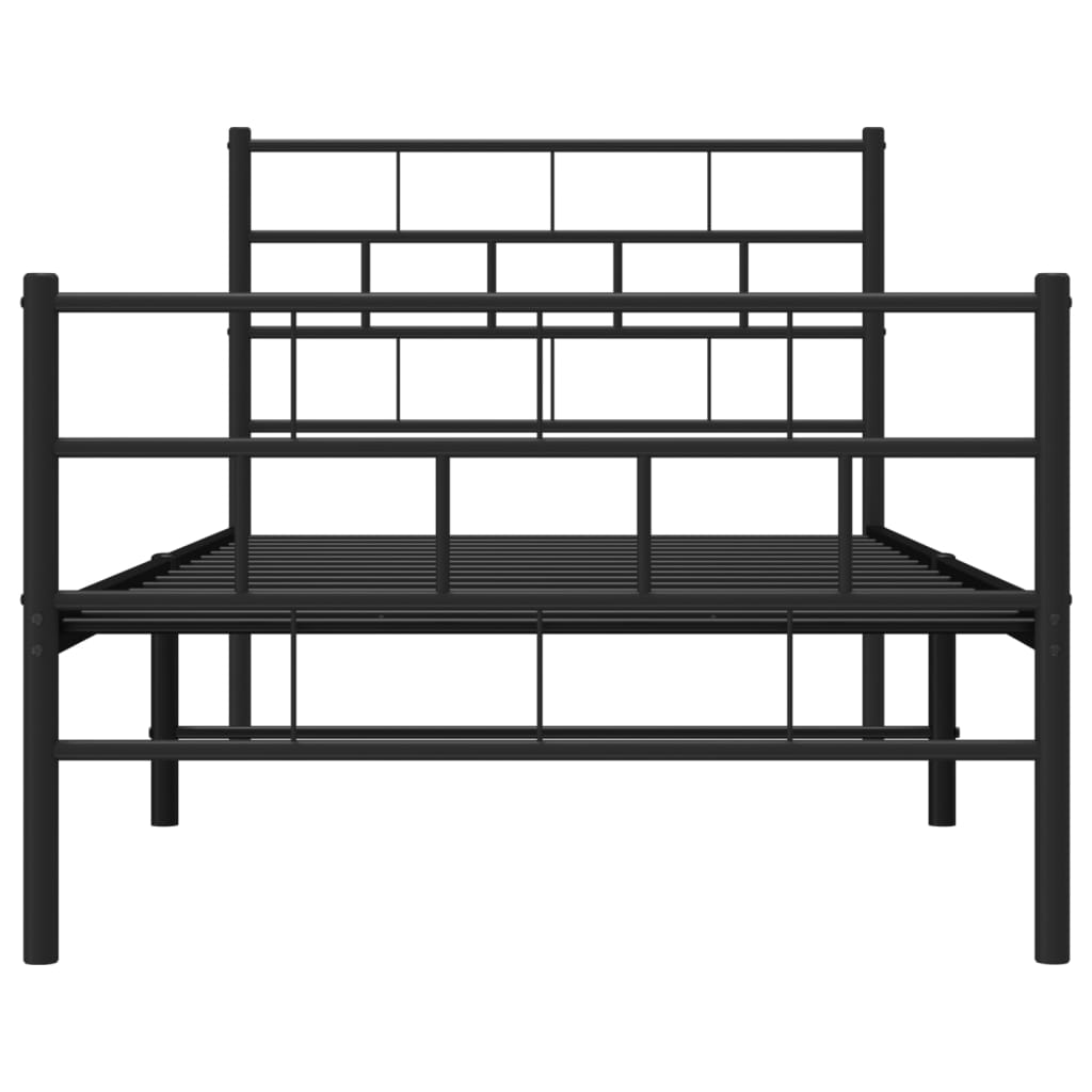 Sengeramme i metall med hode- og fotgavl svart 90x200 cm