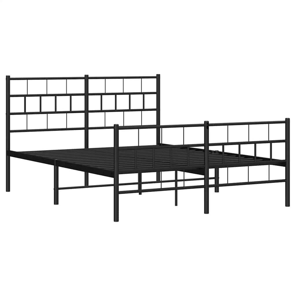 Sengeramme i metall med hode- og fotgavl svart 135x190 cm vidaXL