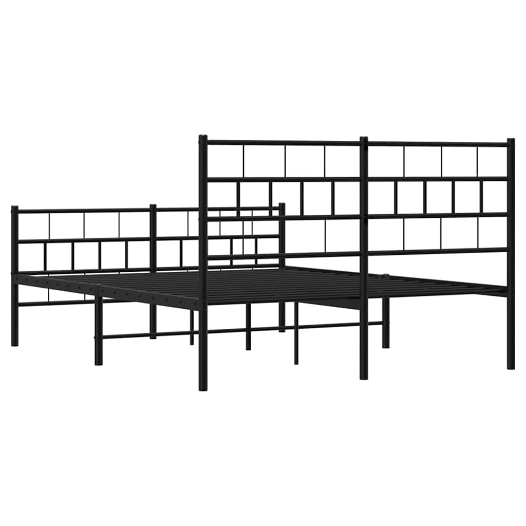 Sengeramme i metall med hode- og fotgavl svart 135x190 cm vidaXL