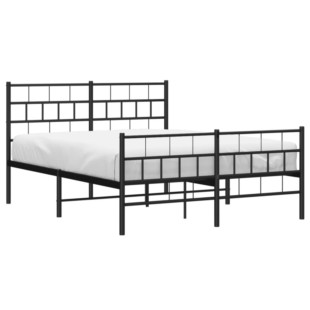 Sengeramme i metall med hode- og fotgavl svart 140x200 cm vidaXL