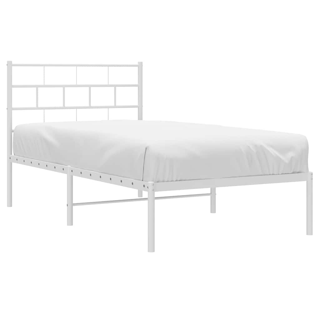 Sengeramme i metall med hodegavl hvit 100x190 cm