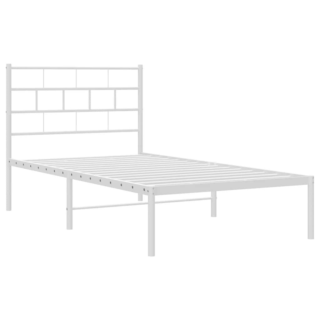 Sengeramme i metall med hodegavl hvit 100x190 cm