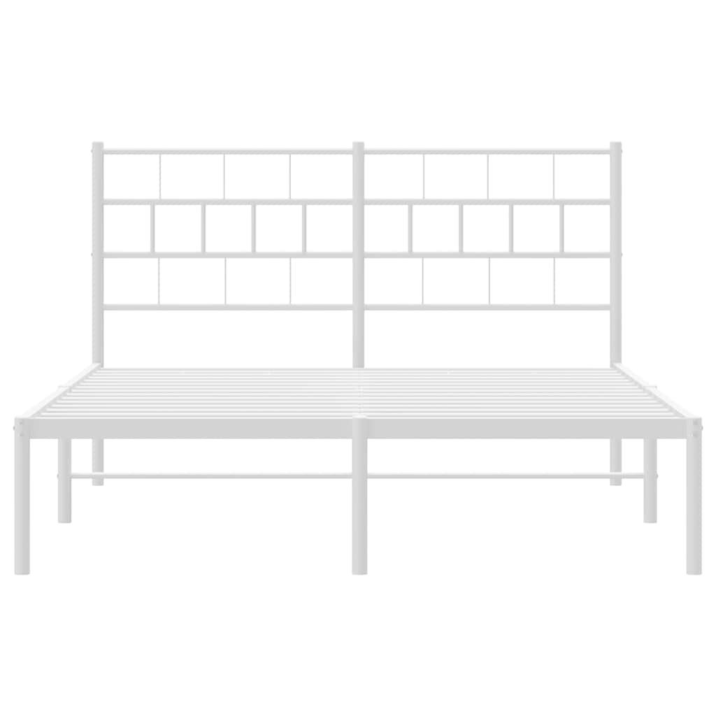 Sengeramme i metall med sengegavl hvit 150x200 cm