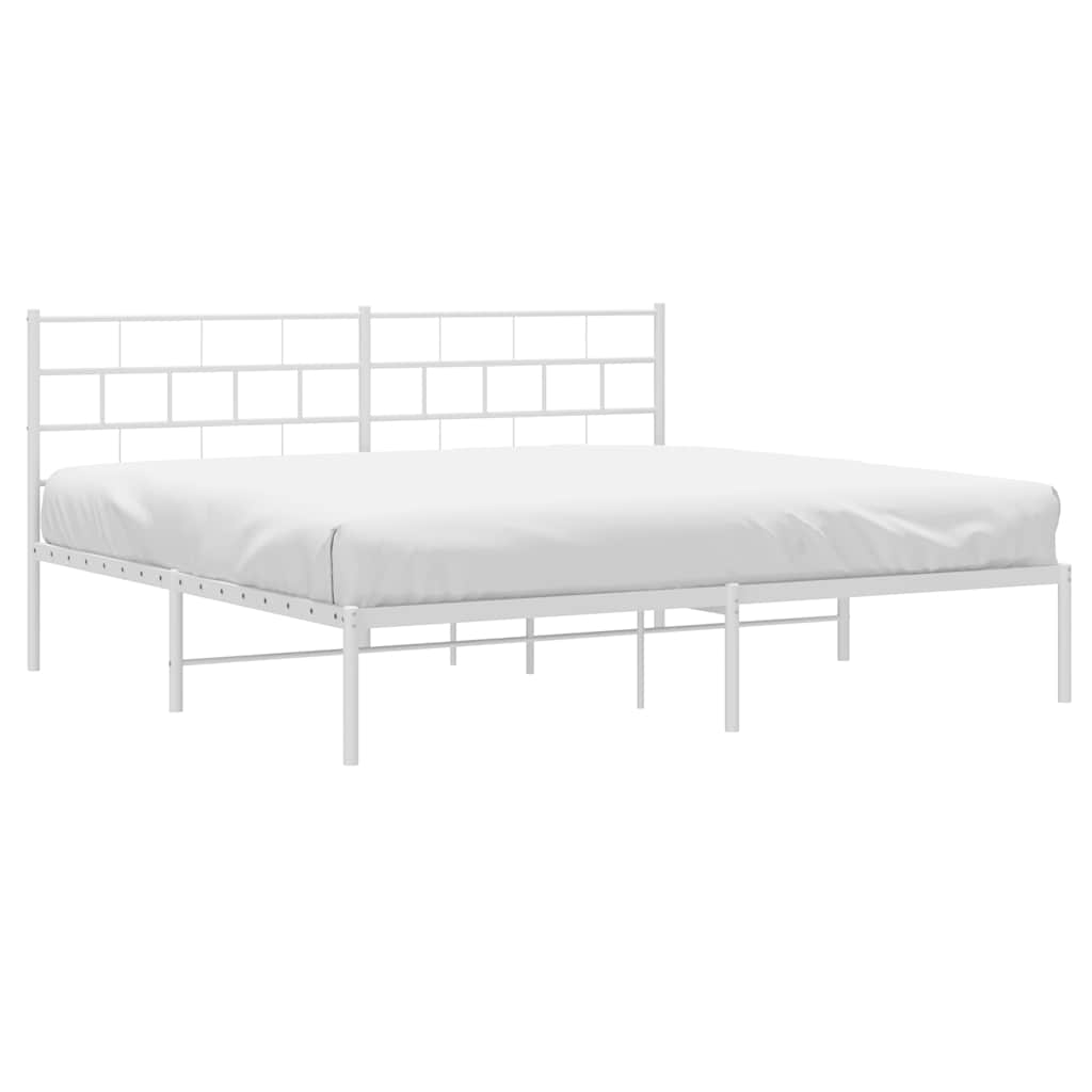 Sengeramme i metall med hodegavl hvit 193x203 cm