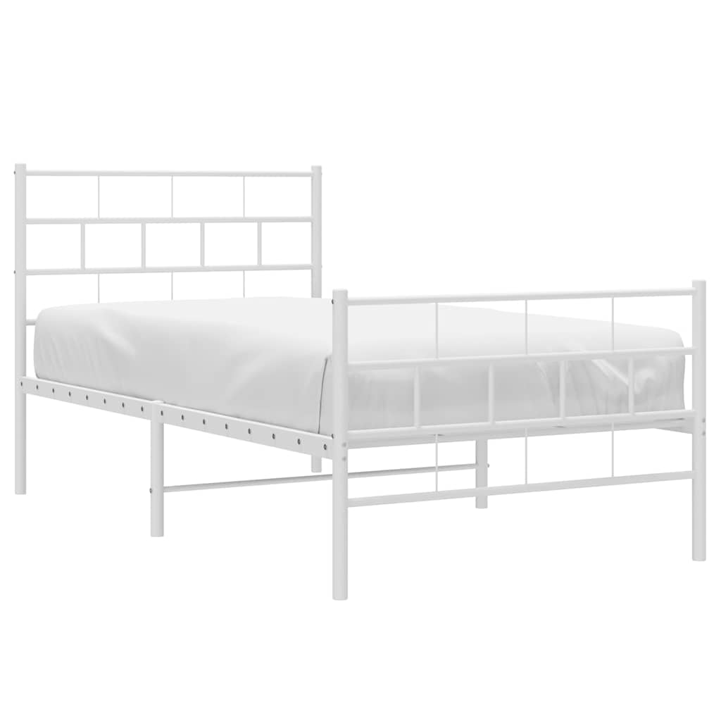 Sengeramme i metall med hode- og fotgavl hvit 100x200 cm