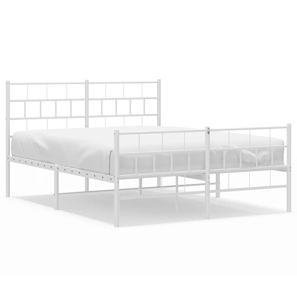 Sengeramme i metall med hode- og fotgavl hvit 135x190 cm