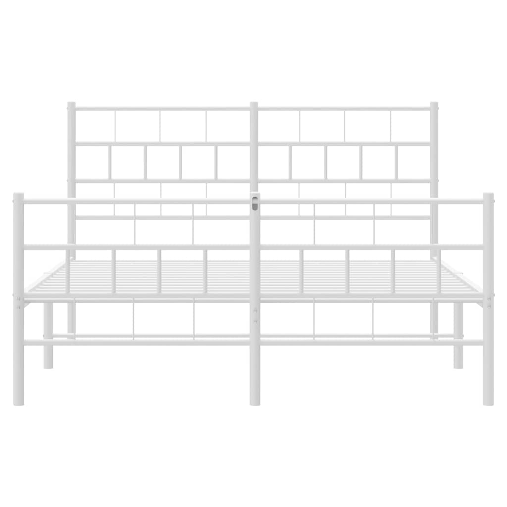 Sengeramme i metall med hode- og fotgavl hvit 135x190 cm
