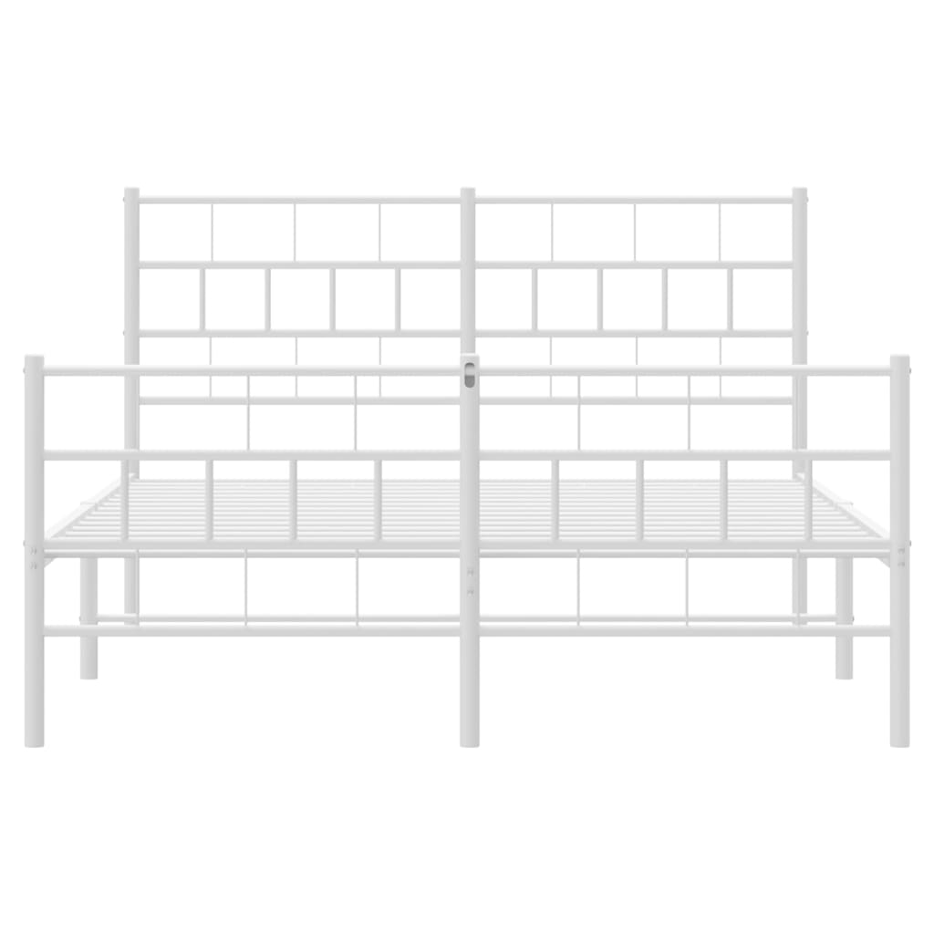 Sengeramme i metall med hode- og fotgavl hvit 160x200 cm