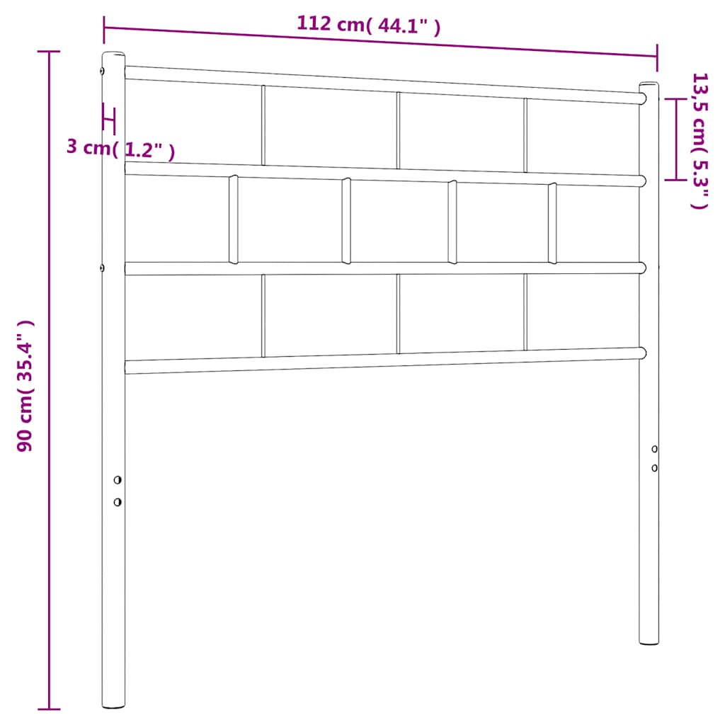 Utskiftbar sengegavl i metall hvit 107 cm