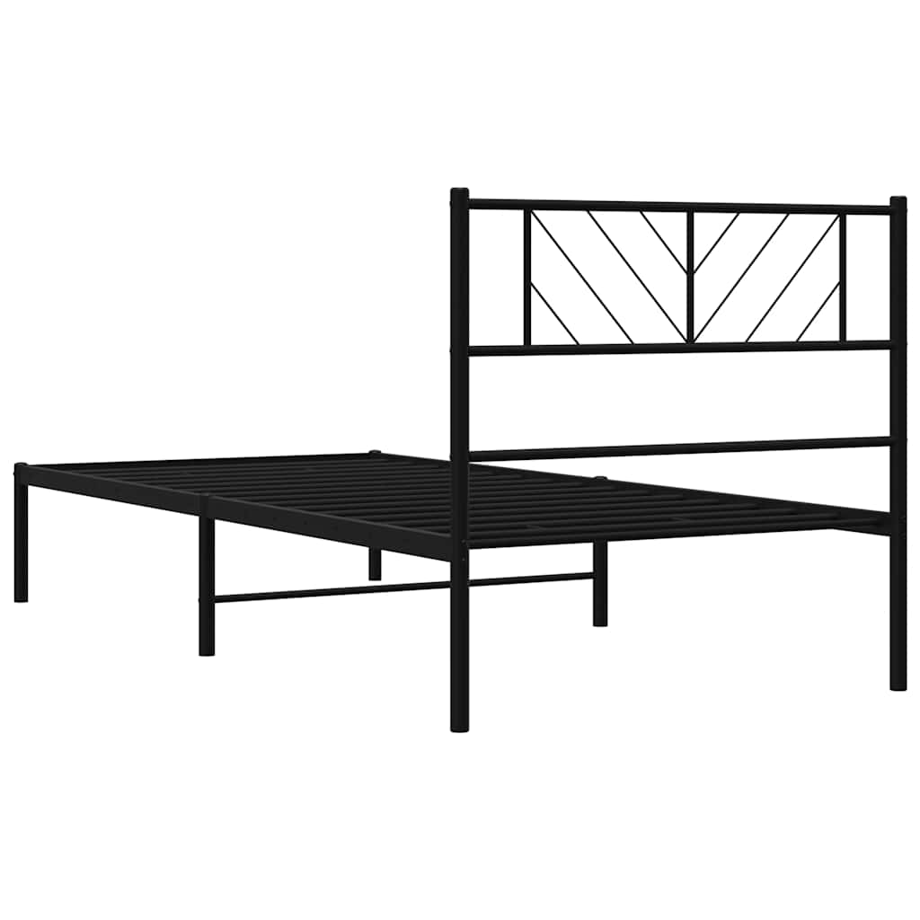 Sengeramme i metall med hodegavl svart 100x190 cm vidaXL