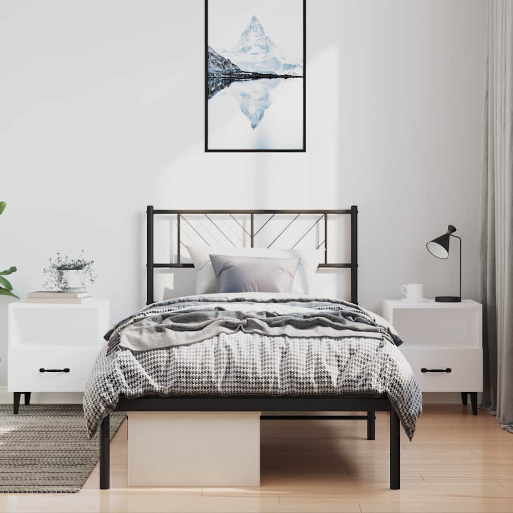 Sengeramme i metall med hodegavl svart 100x190 cm vidaXL
