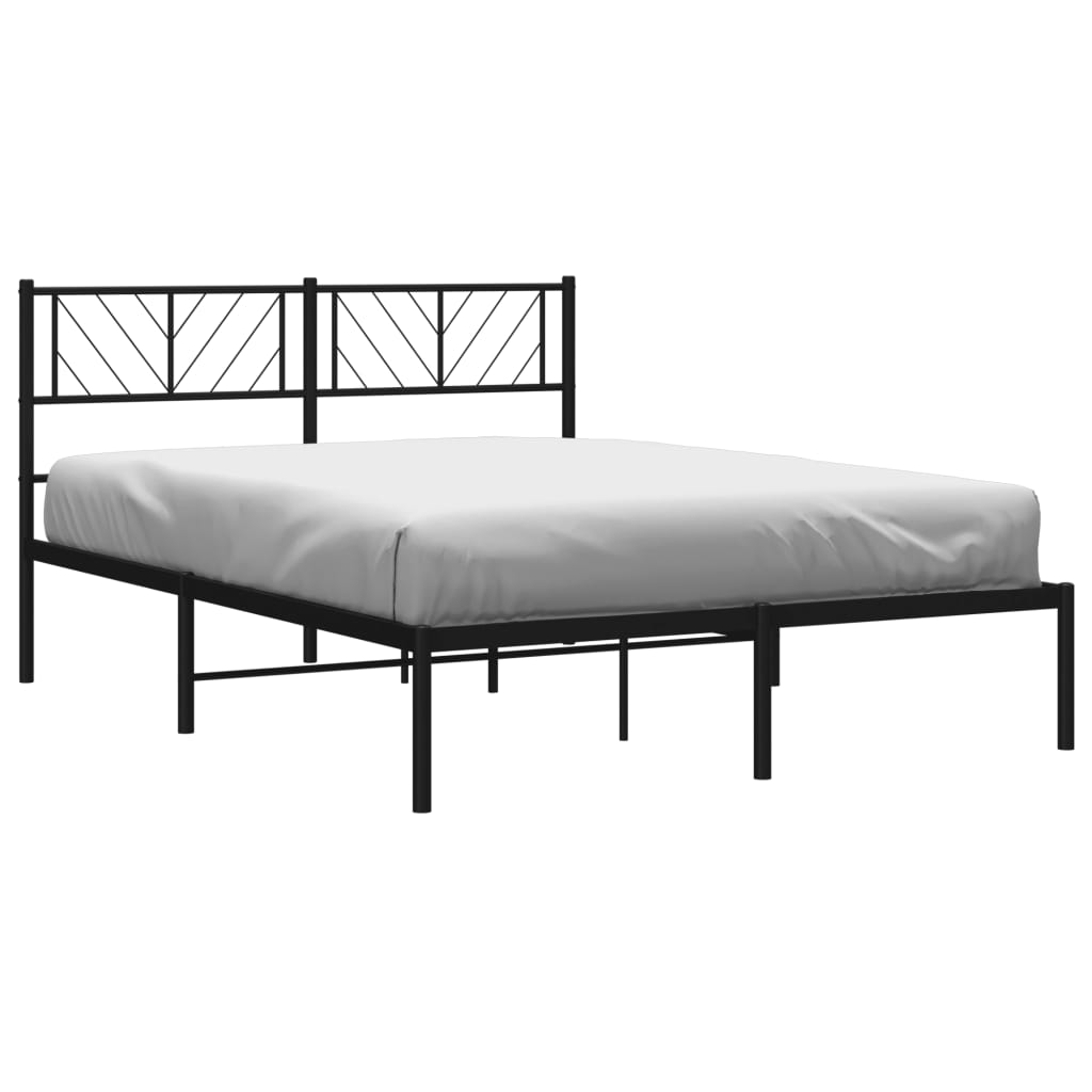 Sengeramme i metall med sengegavl svart 140x200 cm