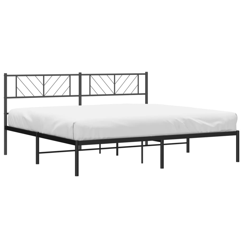 Sengeramme i metall med sengegavl svart 200x200 cm vidaXL