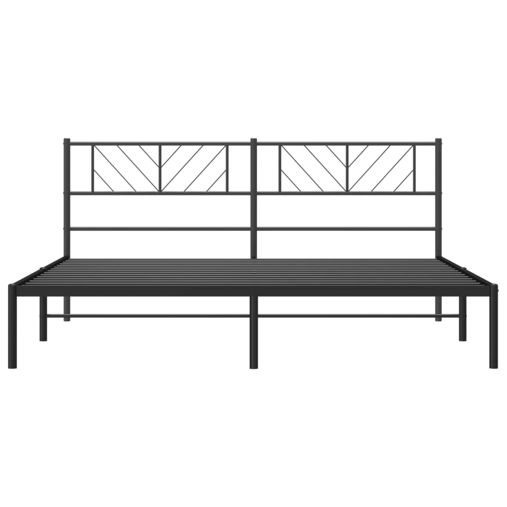 Sengeramme i metall med sengegavl svart 200x200 cm vidaXL