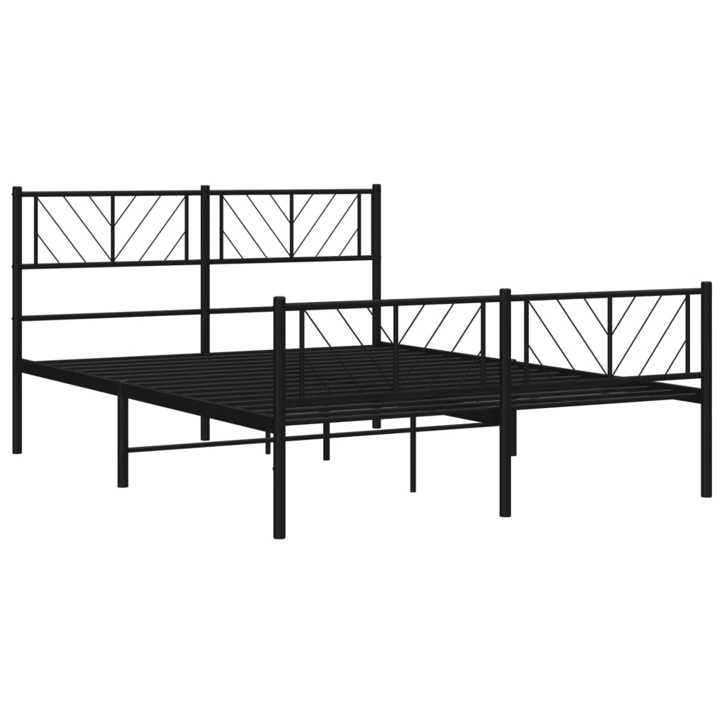 Sengeramme i metall med hode- og fotgavl svart 140x200 cm
