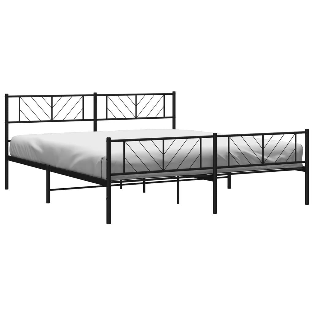 Sengeramme i metall uten madrass med fotgavl svart 180x200 cm vidaXL