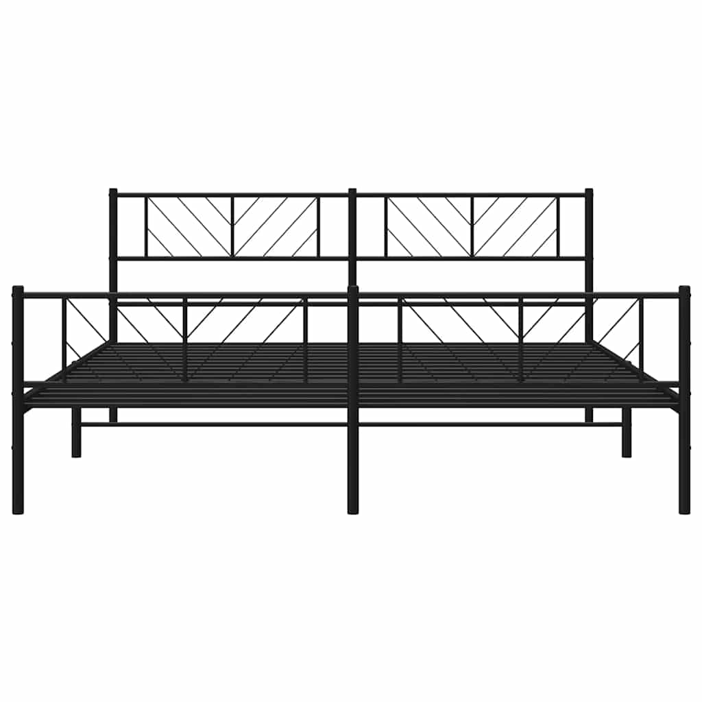 Sengeramme i metall med hode- og fotgavl svart 183x213 cm