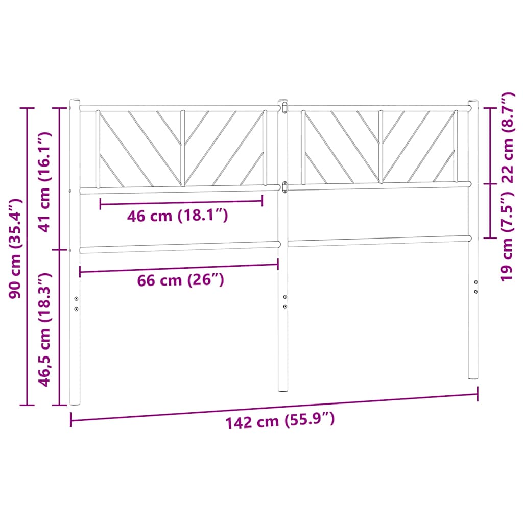 Utskiftbar sengegavl i metall svart 135 cm