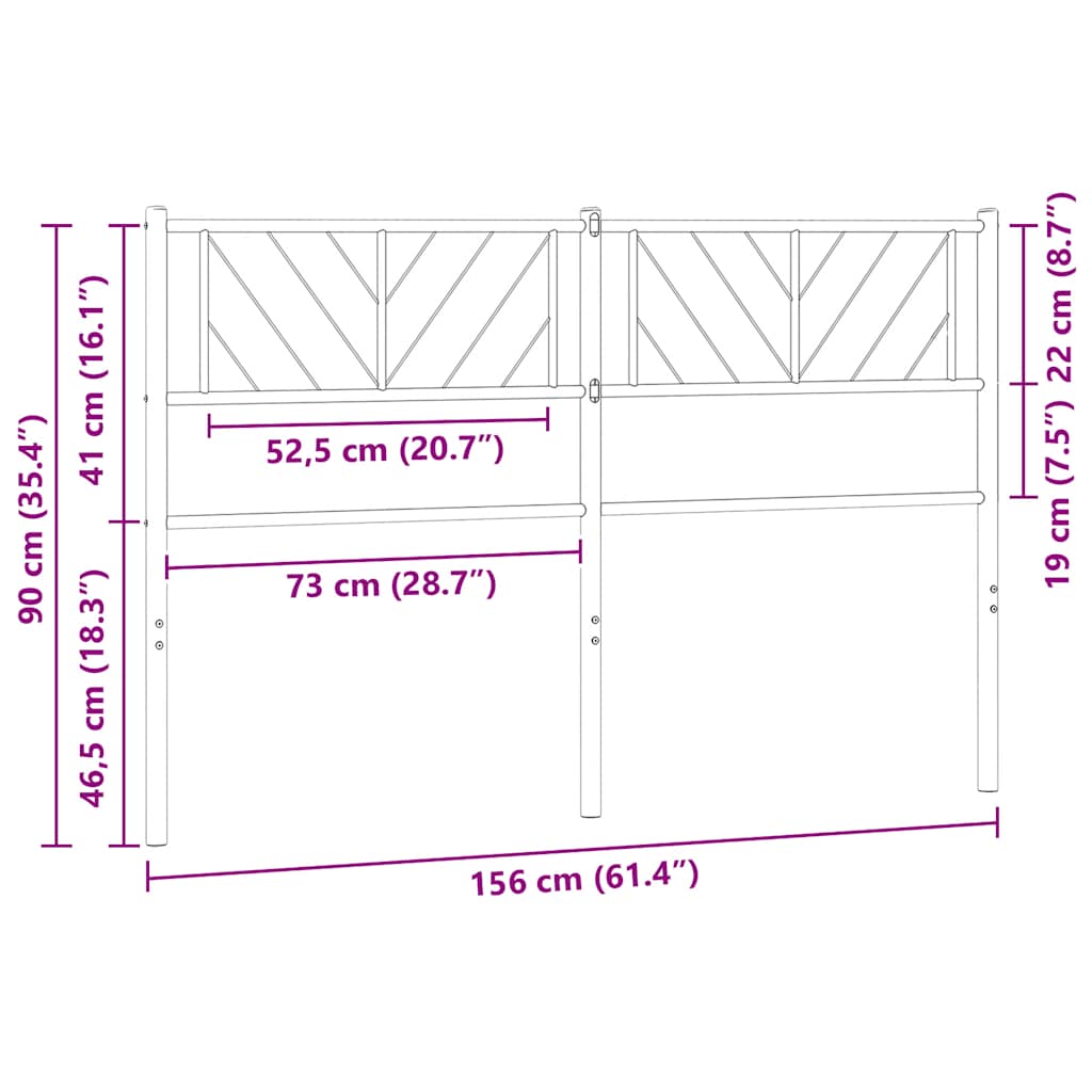 Utskiftbar sengegavl i metall svart 150 cm