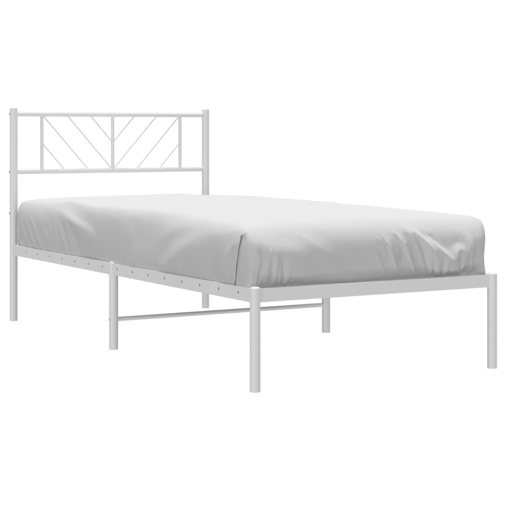 Sengeramme i metall med hodegavl hvit 90x190 cm