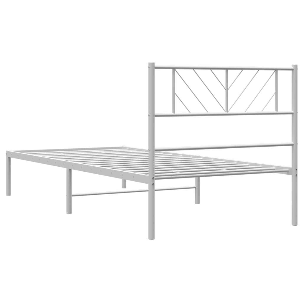 Sengeramme i metall med hodegavl hvit 90x190 cm