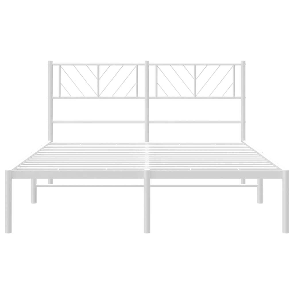 Sengeramme i metall med hodegavl hvit 135x190 cm