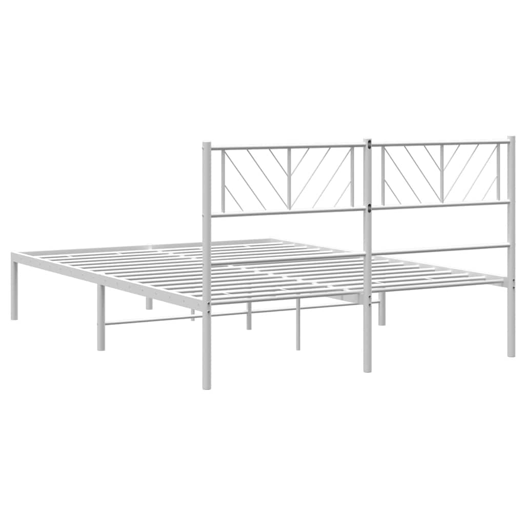 Sengeramme i metall med hodegavl hvit 135x190 cm