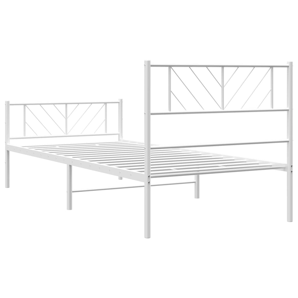 Sengeramme i metall med hode- og fotgavl hvit 75x190 cm