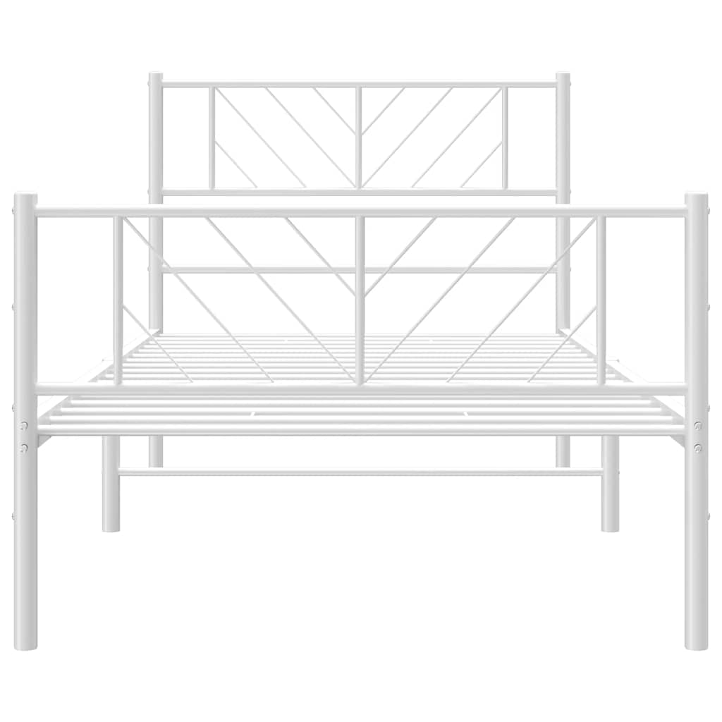 Sengeramme i metall med hode- og fotgavl hvit 100x190 cm