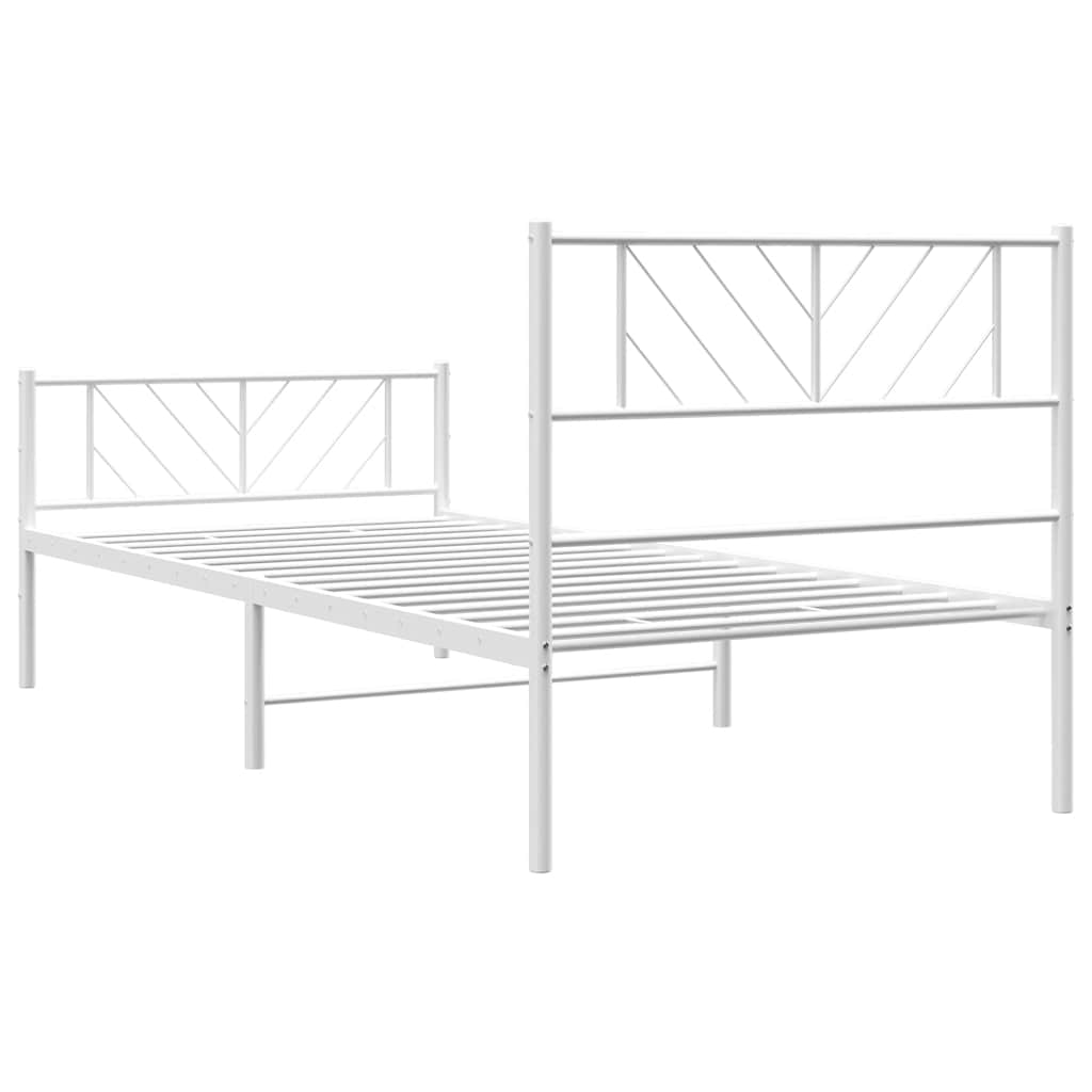 Sengeramme i metall med hode- og fotgavl hvit 100x190 cm