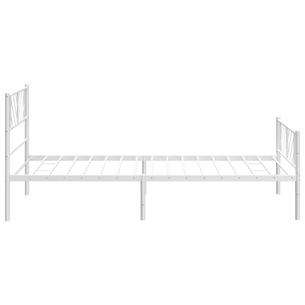 Sengeramme i metall med hode- og fotgavl hvit 107x203 cm