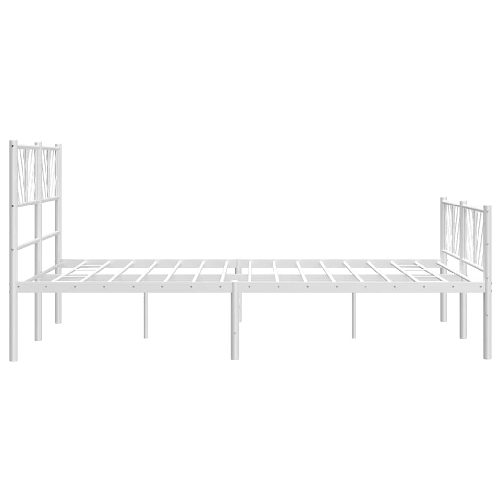 Sengeramme i metall med hode- og fotgavl hvit 135x190 cm